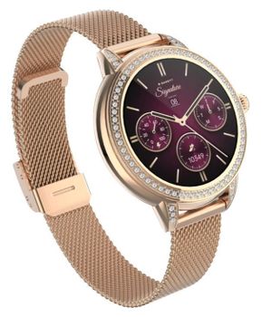 Smartwatch damski Garett Stella różowe złoto mesh AMOLED 1,1″ + biały pasek (3).jpg